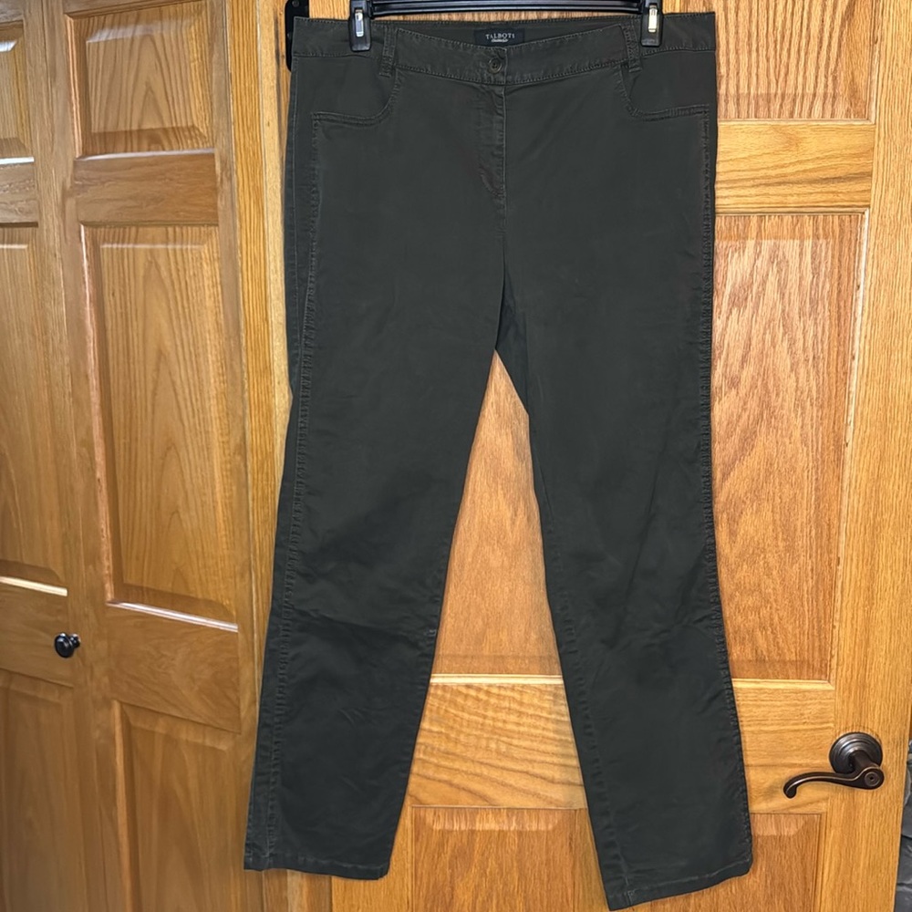 Talbots Signature Straight Leg Flat Front Trousers Brown Size 16